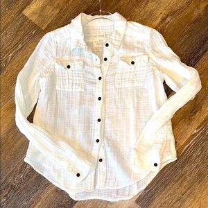 FREE PEOPLE We The Free Textured White Shirt SIZE M